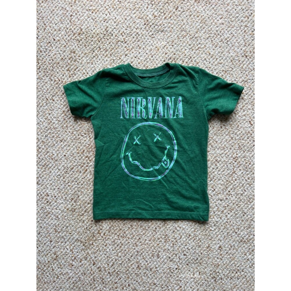 NIRVANA Kids Forest Green Smiley Logo Tee 4T